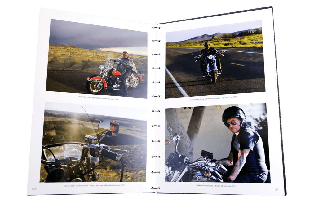 livre photos johnny hallyday ouvert motos